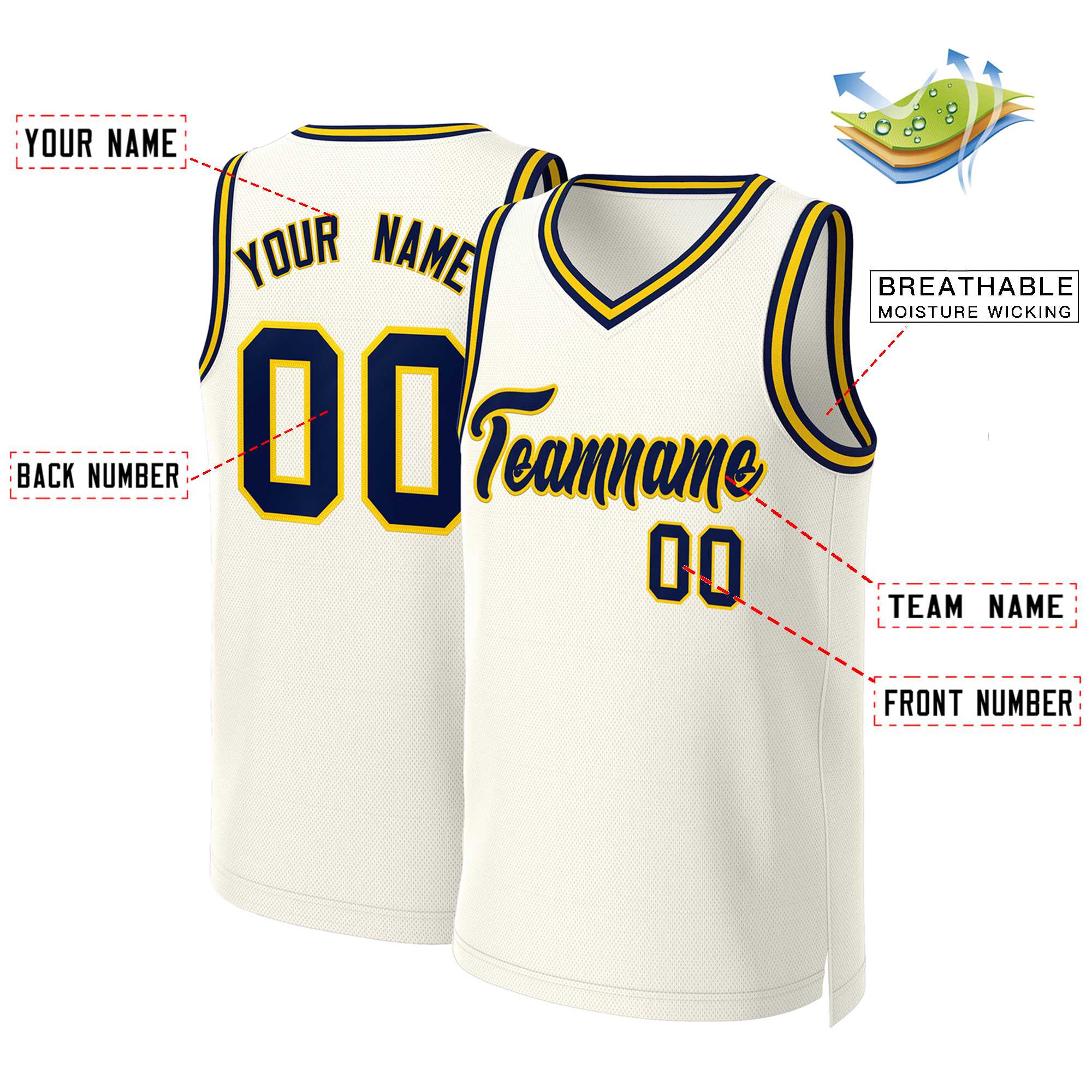 Custom Khaki Navy-Yellow Classic Tops Basketball Jersey