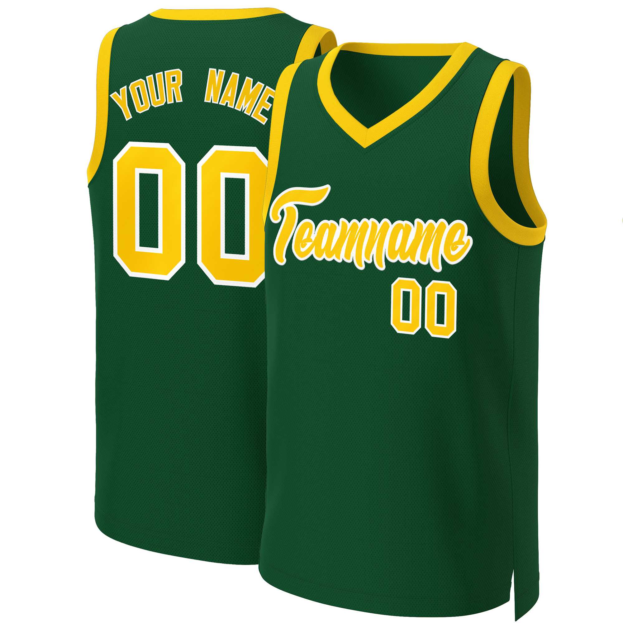 Custom Green Gold-White Classic Tops Basketball Jersey