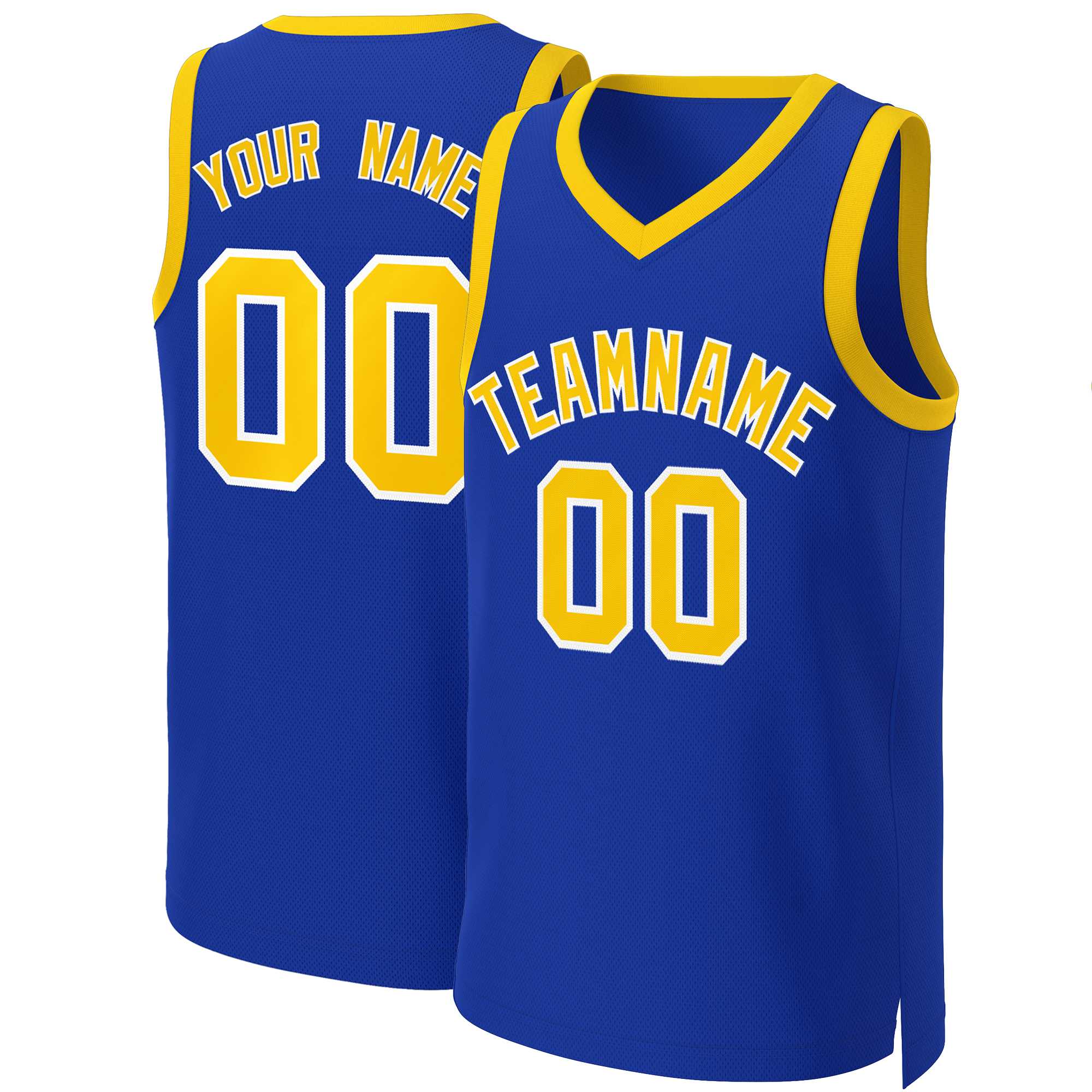 Custom Royal Yellow-White Classic Tops Basketball Jersey
