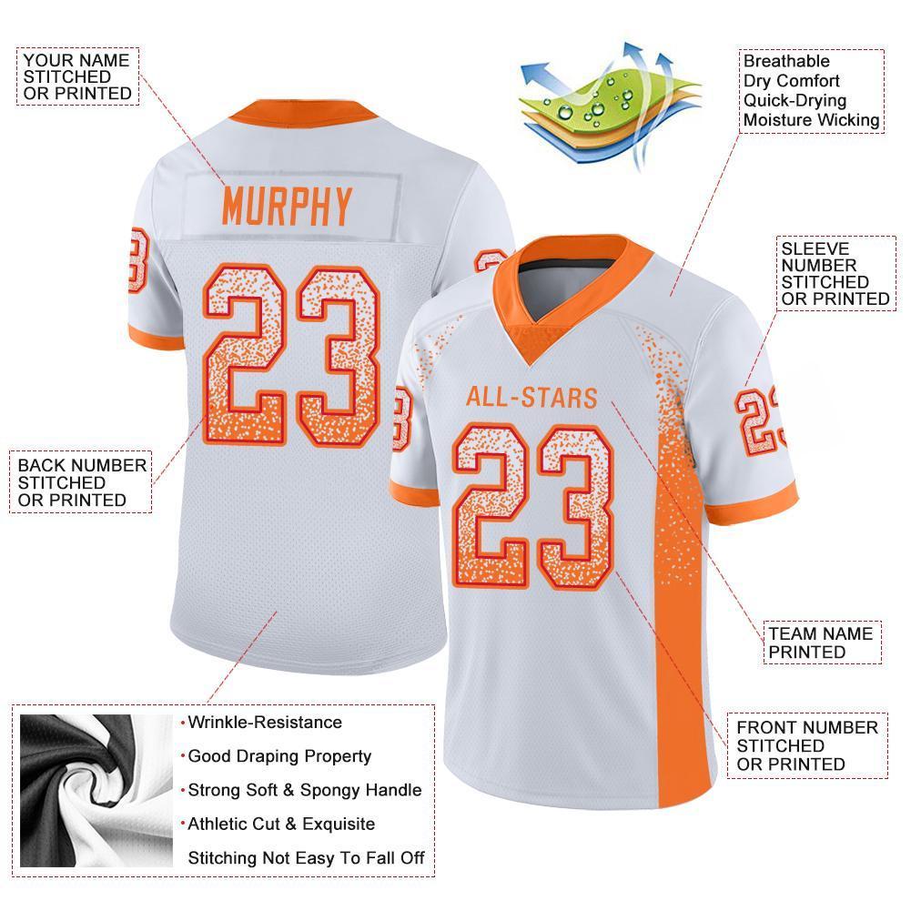 Custom White Orange-Red Drift Fashion Mesh Authentic Football Jersey