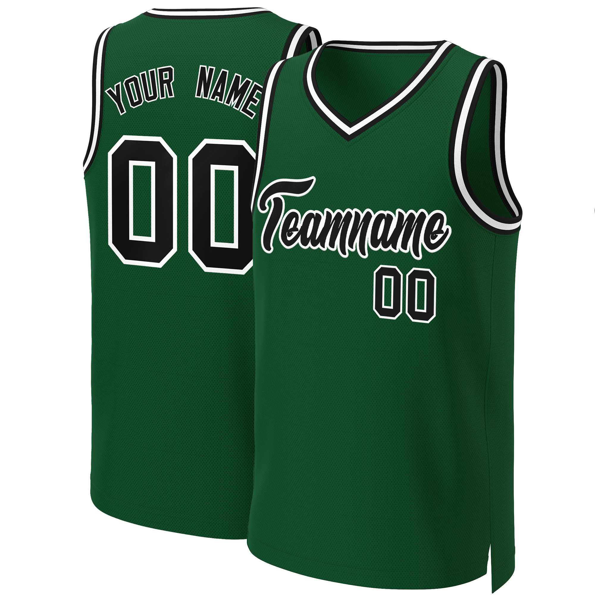 Custom Green Black-White Classic Tops Basketball Jersey