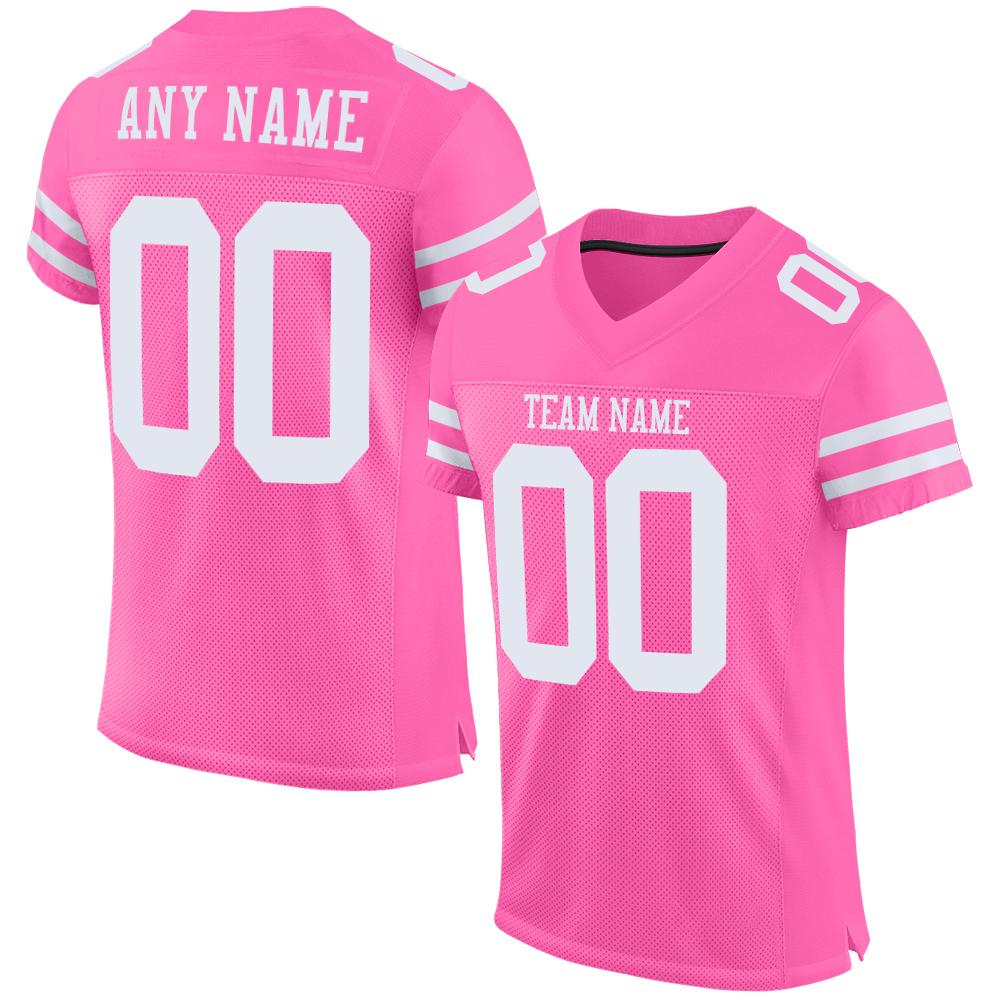 Custom Pink White Classic Style Mesh Authentic Football Jersey