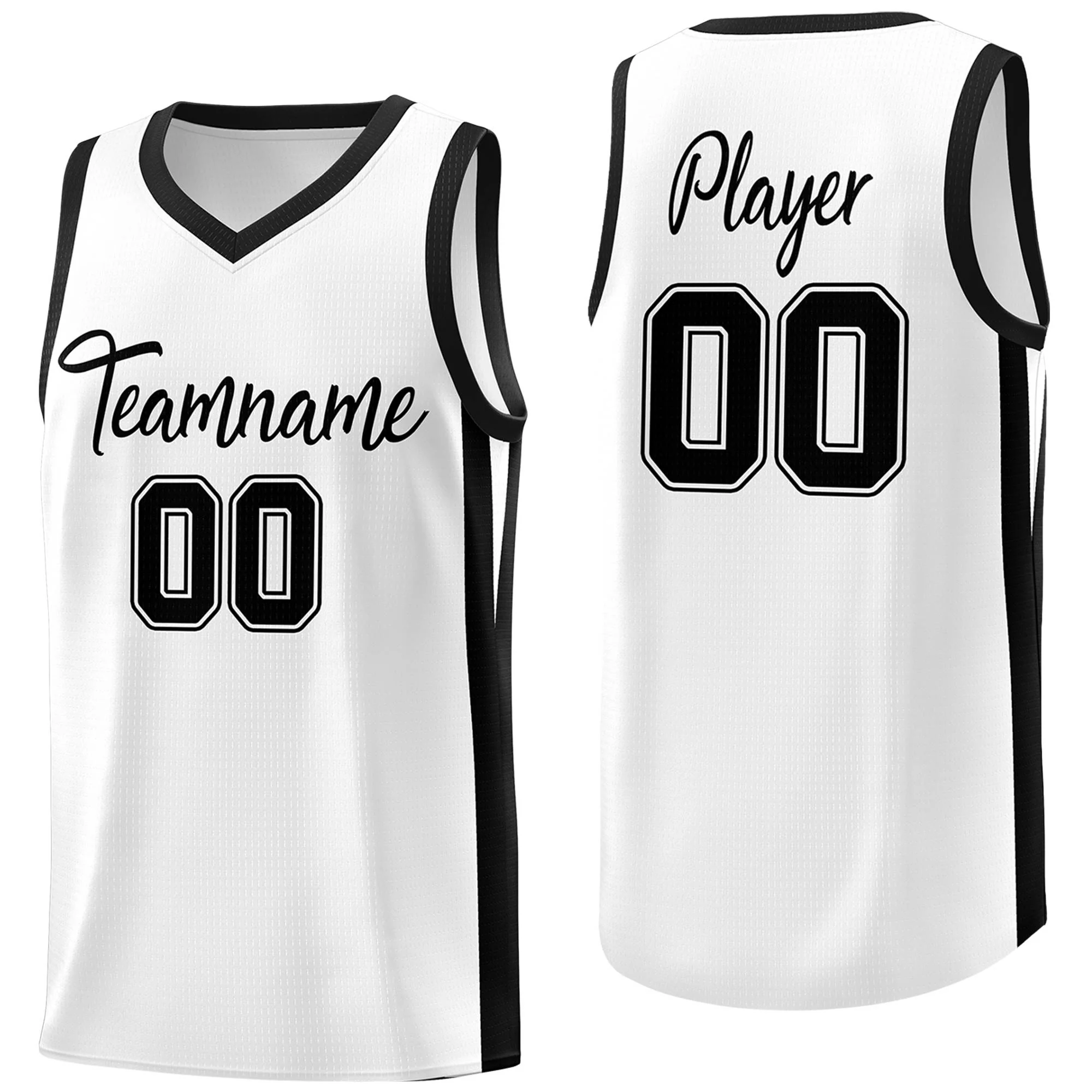 Custom White Black Classic Tops Mesh Sport Basketball Jersey