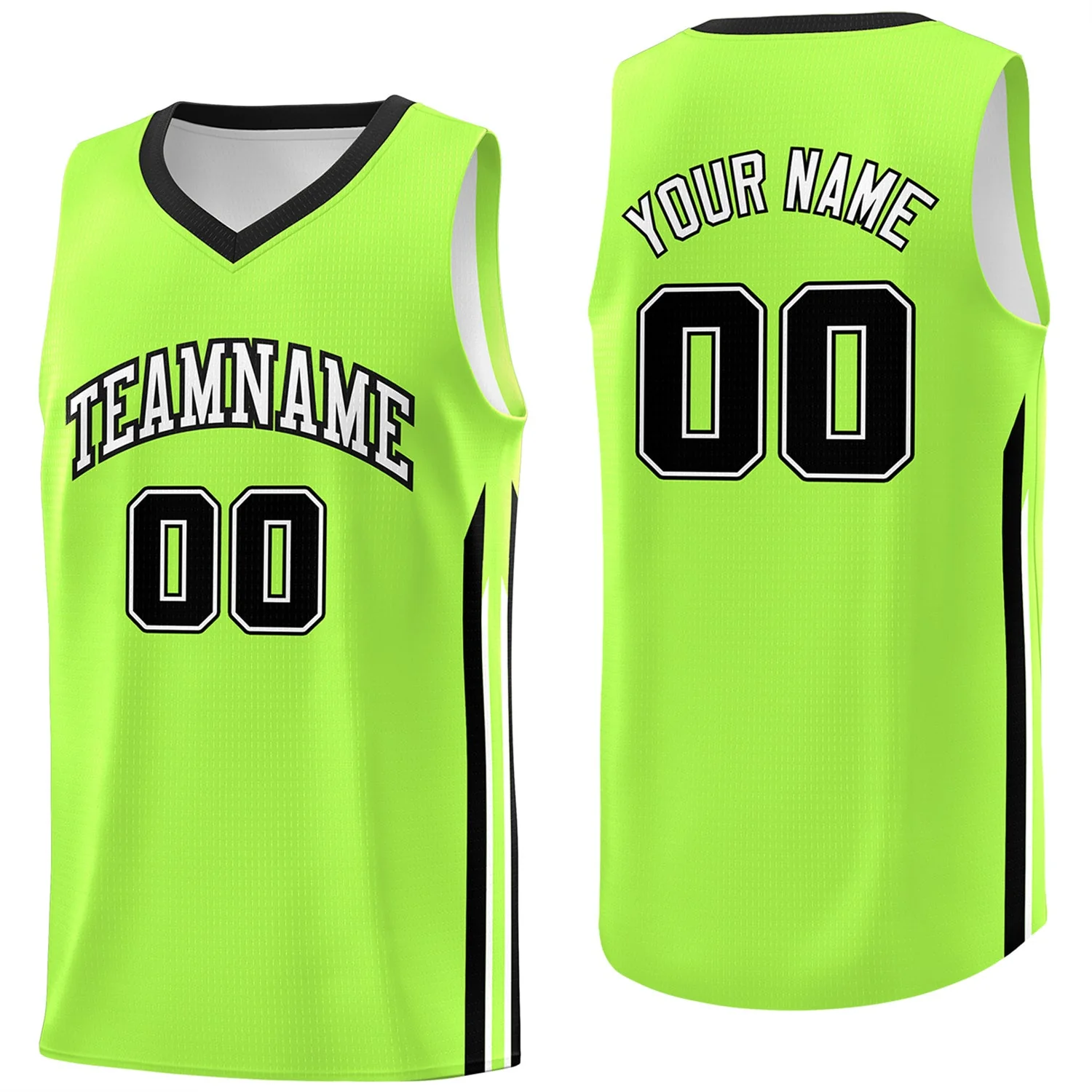 Custom Neon Green Black Classic Tops Athletic Casual Basketball Jersey