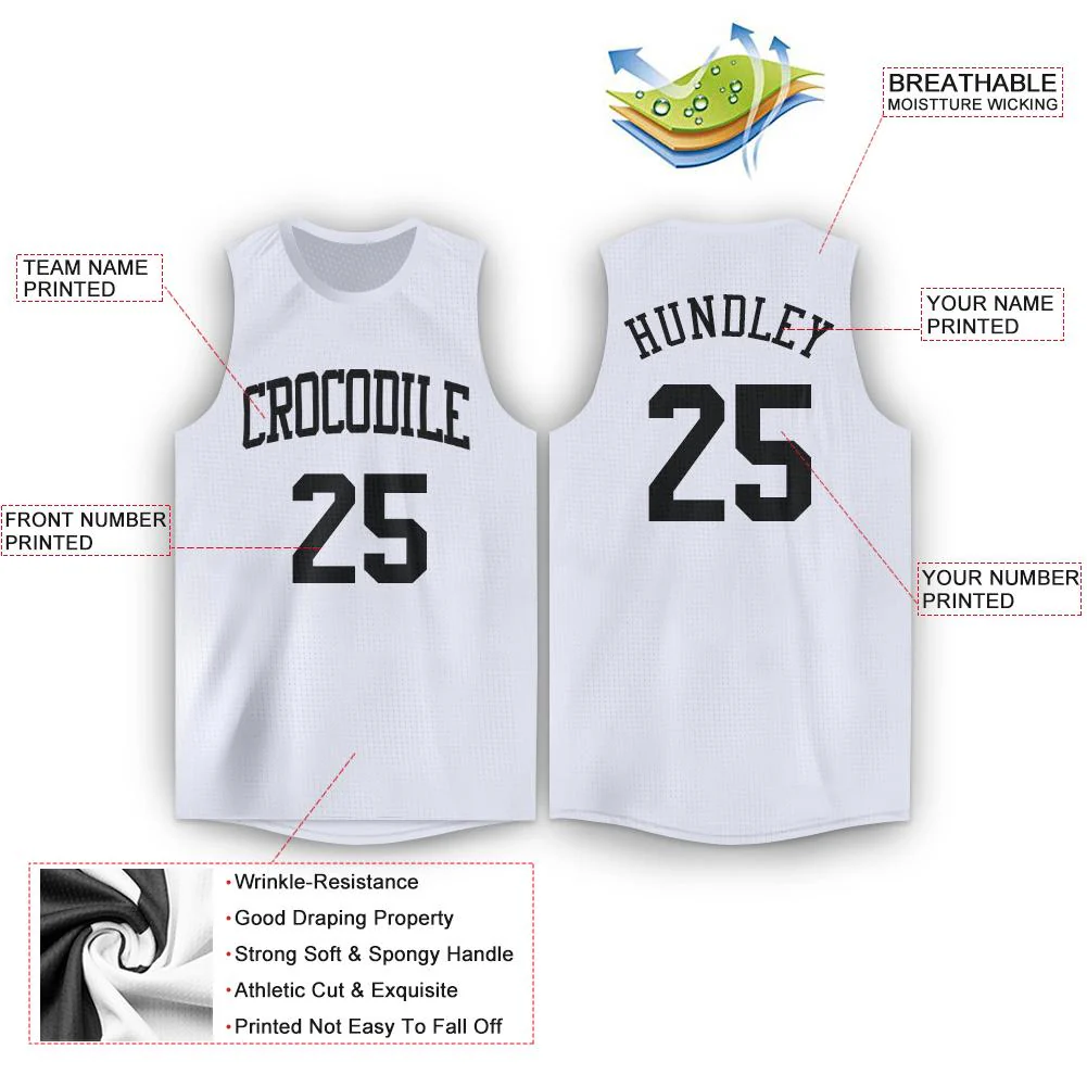 Custom White Black Classic Tops Tank Top Basketball Jersey