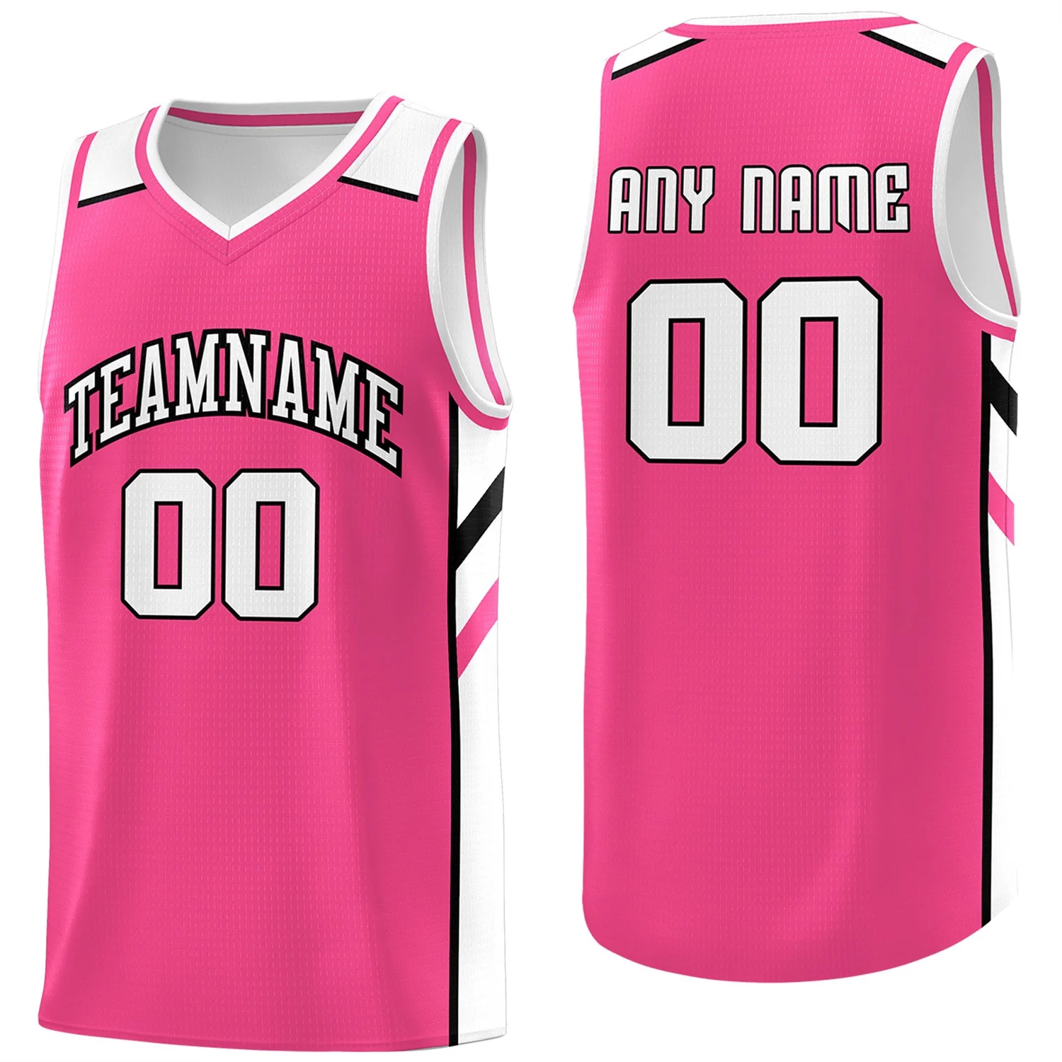 Custom Pink White Classic Tops Athletic Casual Basketball Jersey