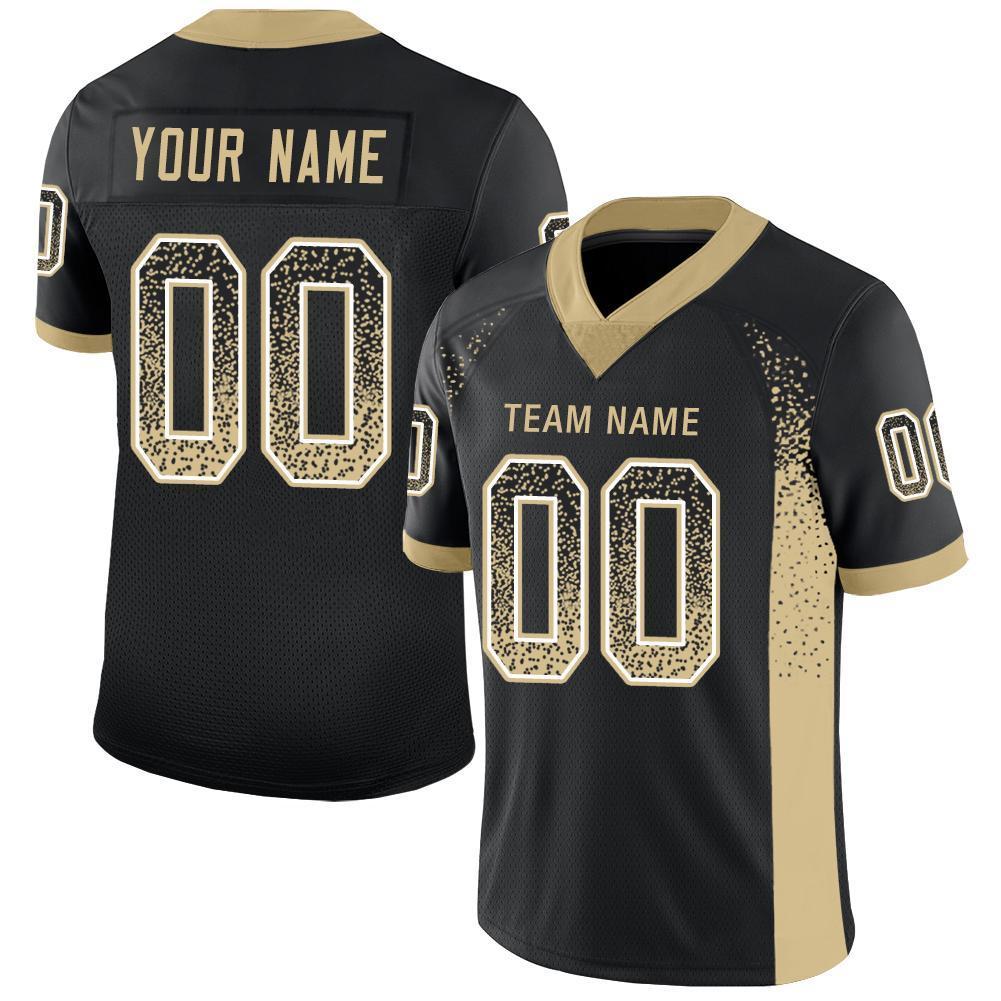 Custom Black Vegas Gold-White Drift Fashion Mesh Authentic Football Jersey