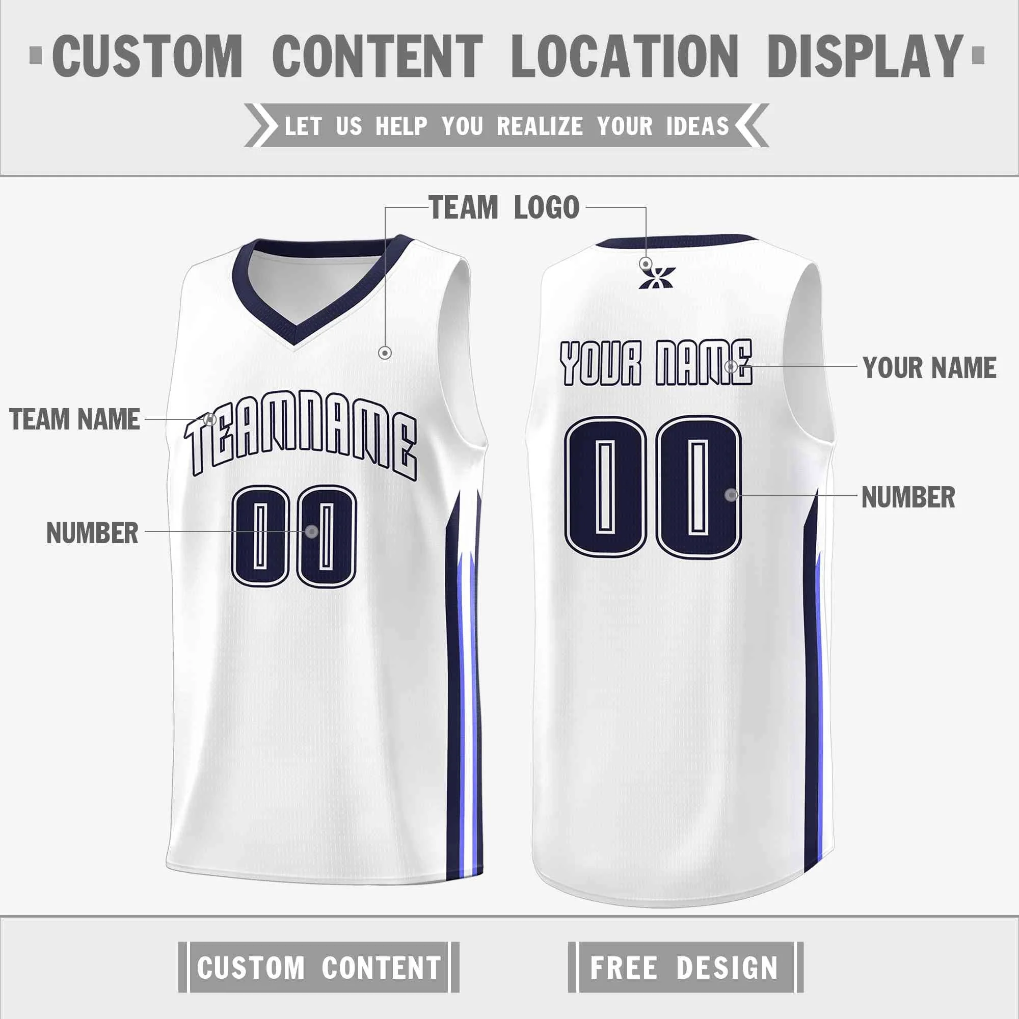 Custom White Navy-Classic Tops Mesh Sport Basketball Jersey