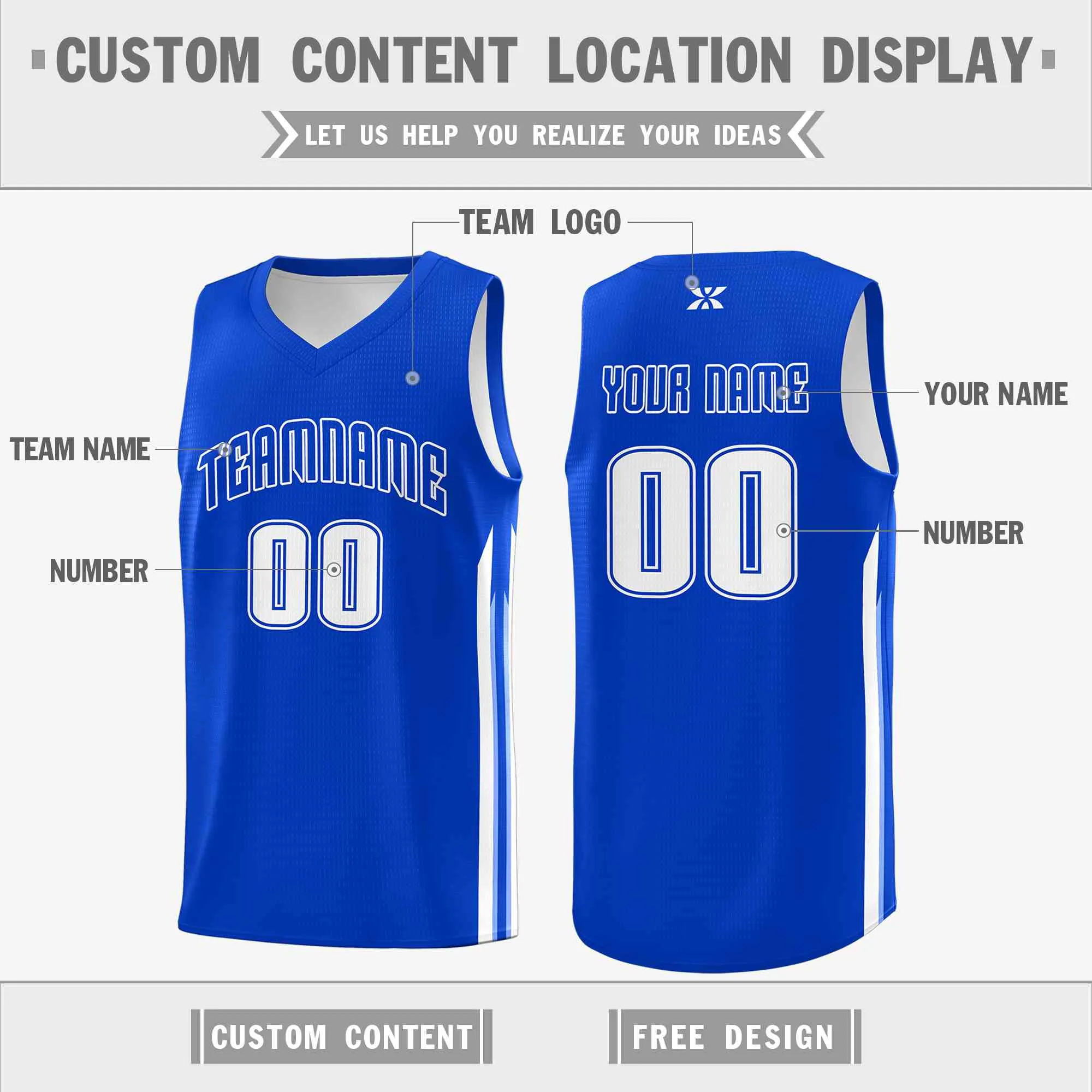 Custom Royal White-Classic Tops Mesh Sport Basketball Jersey