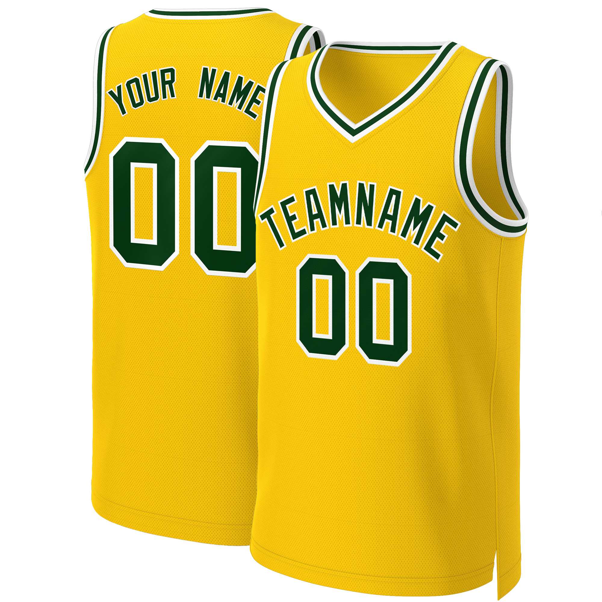 Custom Yellow Green-White Classic Tops Basketball Jersey