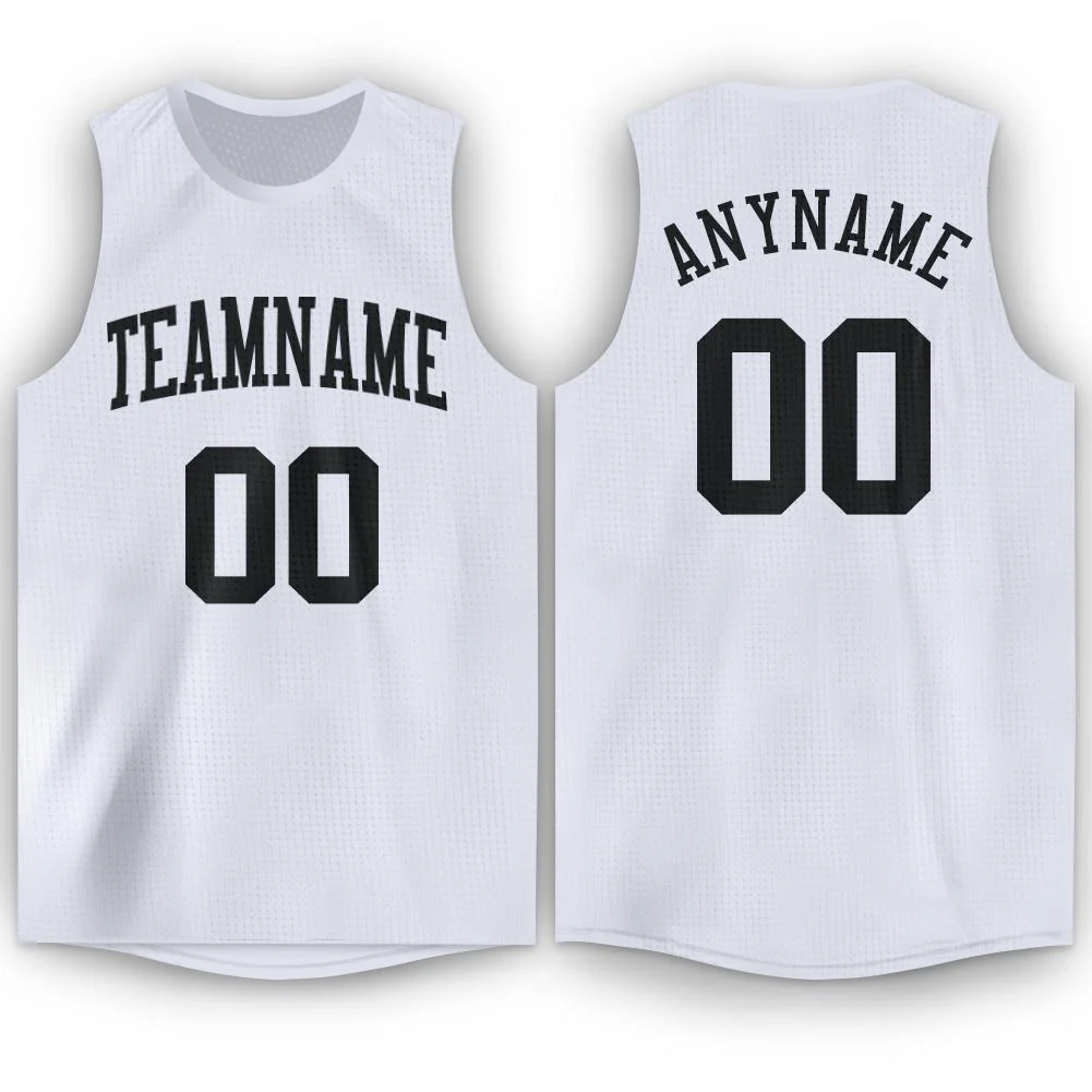 Custom White Black Classic Tops Tank Top Basketball Jersey